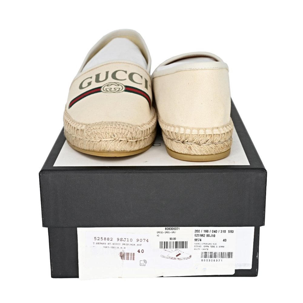 Gucci Women's Logo Print Canvas Espadrille Flats - Picture 9 of 12